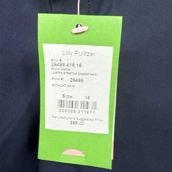 Lilly Pulitzer Joette Stretch Dinner Shorts Size 16 Midnight Navy Plus NWT *FLAW - Picture 7 of 8